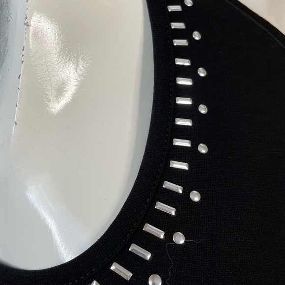 DIVIDED Black High Neck Bodysuit With Edgy Silver Embellishments XS - Picture 8 of 13